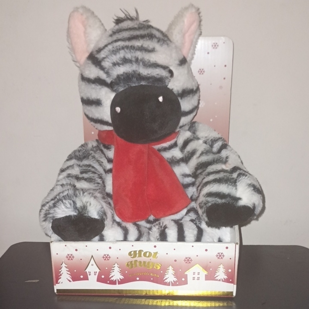 Striped Zebra Plush with Red Scarf
